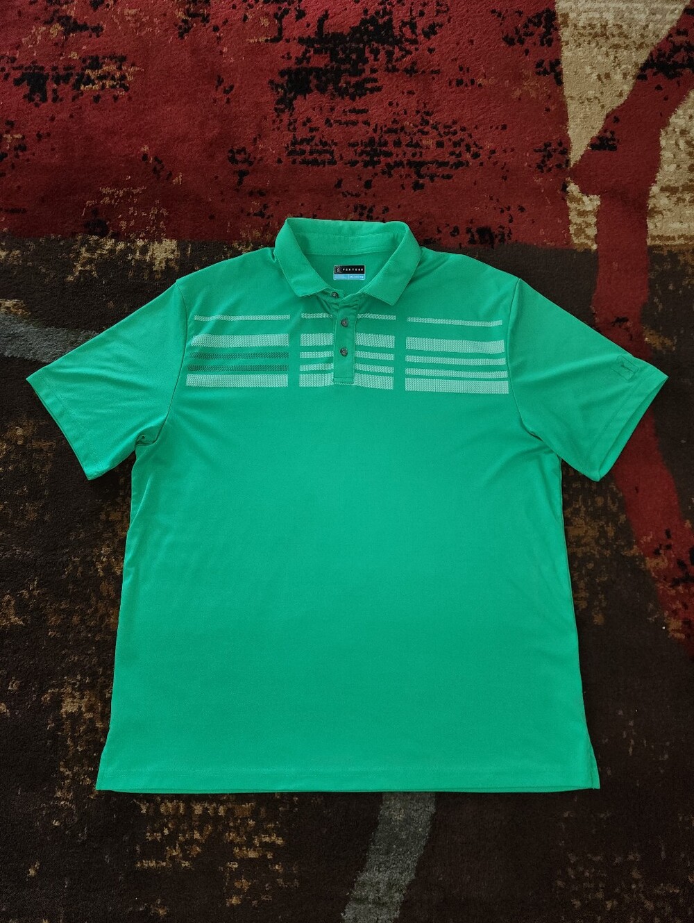 PGA Tour Bright Green Men’s Polo with Subtle Stripe Accents
